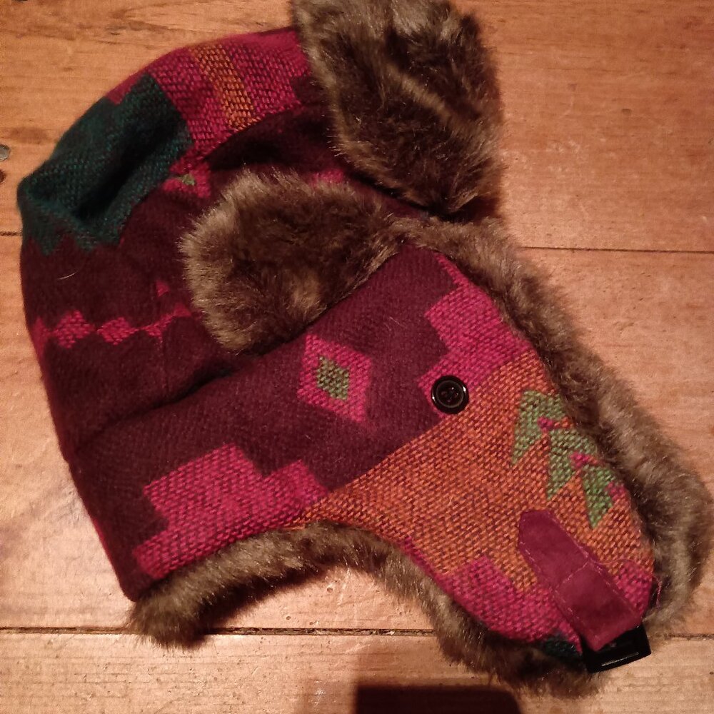 Mudd faux fur trimmed winter hat